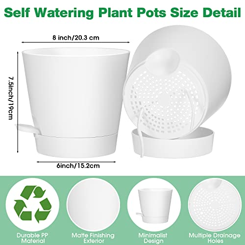 Mumufy 6 Pack 8 Inch Self Watering Plant Pots Planters With Drainage Hole Plastic Pots Planters For Indoor Plants Flower Succulents #TOP1
