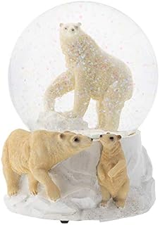 Elanze Designs Playing Polar Bear Family 100MM Musical Water Globe Plays Tune Wonderful