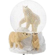 Elanze Designs Playing Polar Bear Family 100MM Sturdy Wind Up Musical Glitter Water Snow Globe Tabletop Dresser Nightstand Figurine Decoration Plays Tune Wonderful World