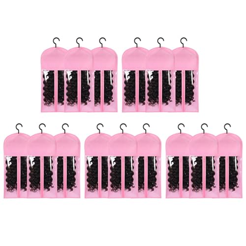 Rangement extensions de cheveux : lot de 15 supports rose pour éviter les nœuds