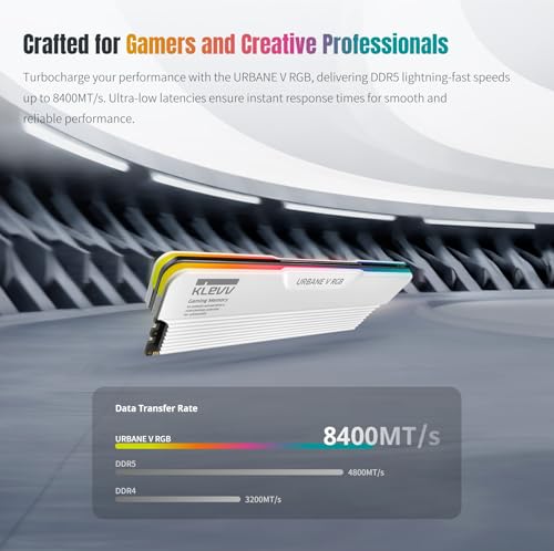 Image of KLEVV Urbane V RGB DDR5 48GB (2x24GB) 6000MHz CL30 SK Hynix Chip 1.35V Gaming Desktop Ram Memory XMP 3.0 / AMD Expo Ready (KD5KGUD80-60A300M)