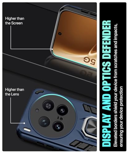 Image of WOW IMAGINE Shock Proof Back Case Mobile Cover for Vivo X300 Pro 5G | Back Cover Case (Tough Armor | Hybrid PC + TPU | Ring Holder & in-Built Kickstand | Blue)