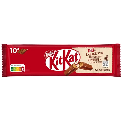 KitKat Galleta recubierta de chocolate con leche (67,2%) - Paquete de 10 x 41.50 gr - Total: 415 gr