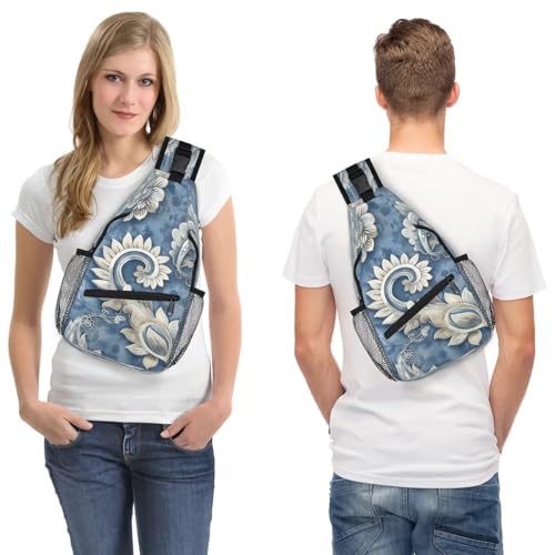 Bolso bandolera unisex tejido poliéster 7.9x3.5x14.2 in miniatura 7