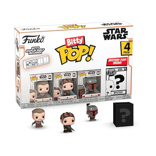 Funko Bitty POP! Mandalorian - 4 Pack - Cobb Vanth, Bitty POP! Fennec Shand, Bitty POP! Boba Fett, and a Mystery Bitty POP! Figure and A Surprise Mystery Mini Figure - 0.9 Inch (2.2 Cm)