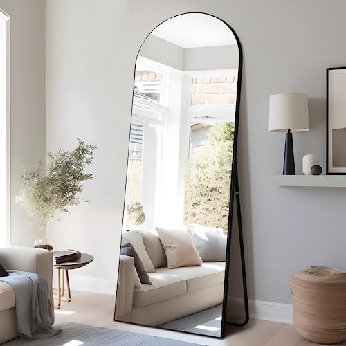 Image of PexFix Arched Full Length Mirror Arched Wall Mirror Floor Mirror with Stand Contemporary Full Length Mirror with Black Wood Frame,71 inchx24 inch