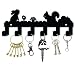 CREATCABIN Crochet de clé en Métal Crochets pour Clés Noirs Support Mural Cintre Décor Organisateur Suspendu Rock Décoratif avec 6 Crochets Motif Lapin Écureuil pour Porte D'Entrée Porte