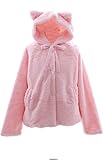 Lieferumfang: 1x Jacke Kawaii-Story TS-54 Rosa Faux-Fur Plüsch Teddy Cat Katzen Ohren Kapuze Damen Jacke