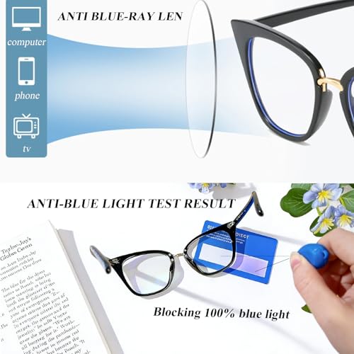Image of Cat Eye Blue Light Blocking Glasses for Women Men, Anti-fatigue Anti UV Ray Computer Gaming Glasses