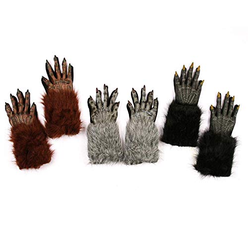 Fun World Unisex Werewolf Hands Adult Gloves, Brown, Standard