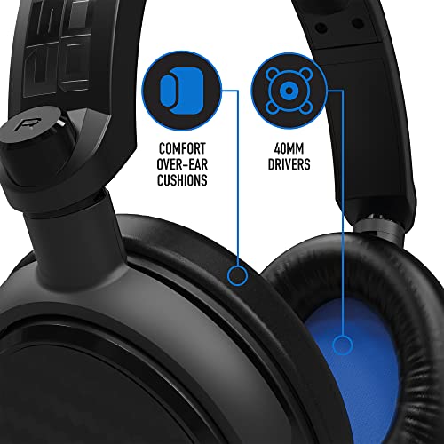 4Gamers C6-100 Black & Blue Over Ear Gaming Headset Compatible with PS4/PS5, Xbox, Switch, PC with Flexible Mic, 3.5mm Jack, 1.5m Cable, Lightweight, Comfortable and Durable - Image 2