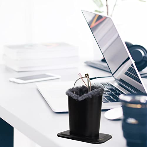 Baitaihem Pack of 2 Plush Lined Eyeglasses Holder Stand Protective Glasses Case For Desks Or Nightstands(Black and Gray) - Thumbnail 6