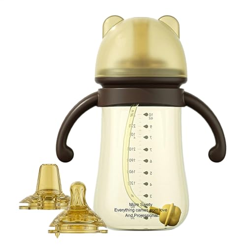 ストロー付きベビーカップ - ベビーカップ、ハンドル付きワイドネックベビートレーニングカップ |漏れ防止哺乳びん 生後3ヵ月以上用 ウォーターカップ角氷や大きな固形物を簡単に入れることができ、補完