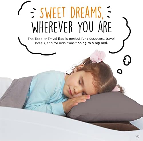 The Shrunks Toddler Travel Bed Portable Inflatable Air Mattress Bed for Travel or Home Use, White, Kids Air Bed for Camping and Sleepover with Security Rails and Electric Pump 152 x 94 x 23cm
