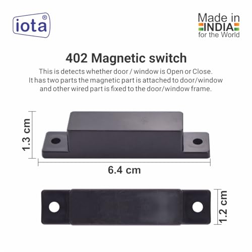 Image of iota402-Home Security Magnetic Switch (Door & Window) Sensor Wired Magnetic Reed Switch-(Black)