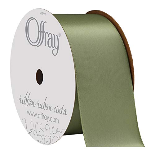 Image of Berwick Offray 361801 1.5 inch Wide Single Face Satin Ribbon, Spring Moss Green, 4 Yds