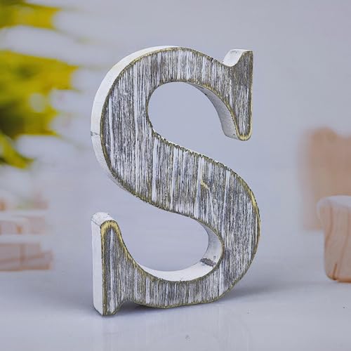 Image of WOODOUNAI 6 Inch Wood Letters Unfinished Rustic Wood Letters for Wall Decor Decorative Standing Letters Slices Sign Board Decoration for Craft Home Party Projects (S)