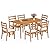 Tangkula 7 Pieces Patio Acacia Wood Dining Set, Outdoor Heavy Duty Rectangular Table with 1.97” Umbrella Hole and 6 Cushioned Chairs, for Deck, Garden and Backyard