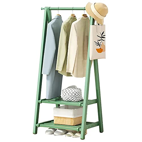 Portant à vêtements Robuste en Bambou avec Porte-Manteau et Range-Chaussures, Portant de Rangement Double Niveau, Portant à vêtements élégant pour la...