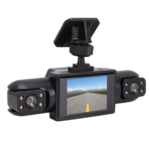 ciciglow Caméra de Tableau de Bord 4K 4 Canaux, Vue Grand Angle à 360 °, Caméra de Voiture Avant Arrière Gauche Droite, de Tableau de Bord 1080P avec Détection de Mouvement (32GB)