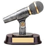 TrophyPartner Microphone Award Trophy - 3 Lines Custom Text