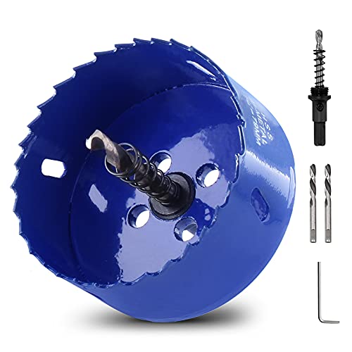 Image of Luomorgo 3-1 /8 inch 79mm Hole Saw, 1 1 /4 inch Cutting Depth HSS Bi-Metal Hole Cutter with Hex Shank Drill Bit Adapter for Wood Cornhole Boards Plastic Drywall Fiberboard