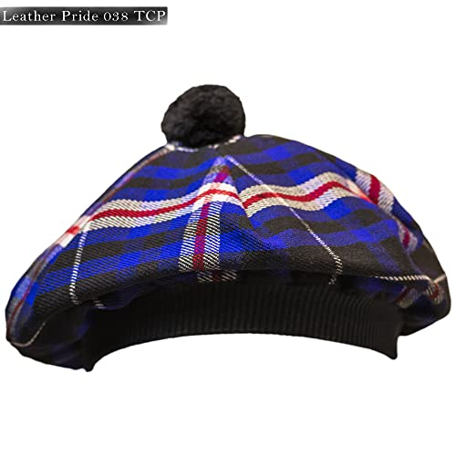 Image of Scottish Tam O' Shanter Hat Tartan Bonnet Pom Pom Wool Flat Cap One Size