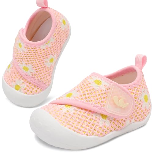 Image of FEETCITY Baby First Walking Shoes Wide Baby Shoes Infant Sneakers Newborn Crib Shoe Barefoot Lightweight Slip On Shoe