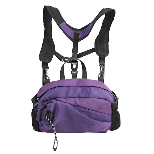 Lightweight Water-Repellent Nylon Chest Pack-Convertible Backpack with Multi-Pocket,Reflective Strip,Unisex for Outdoor Commute (purple)