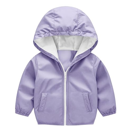 Toddler Rain Jacket Boys Girls Lightweight Waterproof Raincoat with Pockets Youth Zip Up Windbreaker Hooded Outwear
