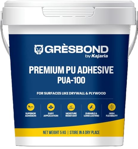Gresbond by Kajaria - PUA-100 Highly Flexible Premium Adhesive For Diverse Surfaces Like Metal, Plywood & Drywalls | Ideal for Vitrified Tiles & Natural Stone | 5 KG
