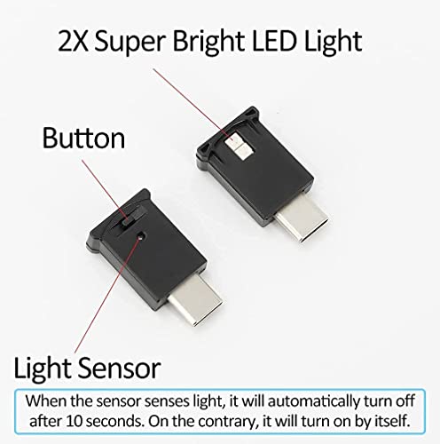 Image of Mini USB Type C LED RGB Light Brightness Adjustable 8 Color Changeable for Car, Laptop, Keyboard. Atmosphere Smart Type-C Night Lamp for Home Decoration (2 Item Package)