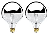 Bulbrite 100G40HM Half Chrome 100W Globe Shape Bulb - 2 Pack