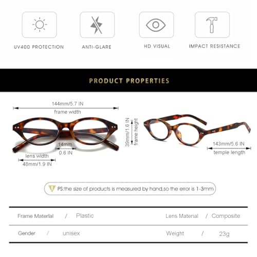 Image of Gleyemor Fashion Oval Blue Light Glasses for Women Men, Vintage Mens Clear Glasses Womens Computer Glasses (Tortoise)