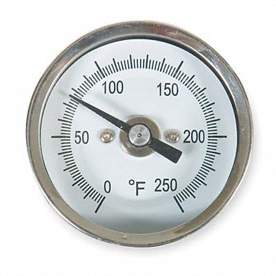 Bimetal Thermom, 2 in Dial, 0 to 250F