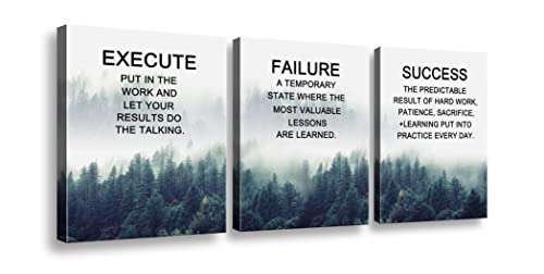 Ploceiny motivational posters for Classroom & Office wall Decor Success canvas Set of 3 wall art Prints Execute Failure Success Inspirational Prints Motivational Wall Decor for home decor A-273