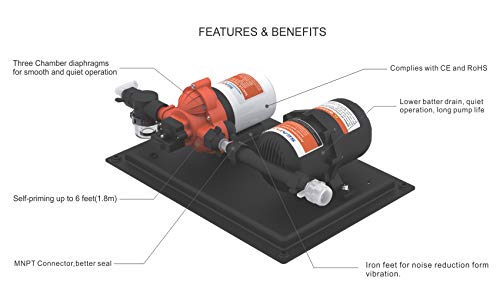 Seaflo 33-Series Water Pump And Accumulator Tank System - 12V Dc, 3.0 Gpm, 45 Psi, 0.2 Gallon Tank #TOP2
