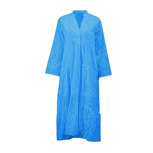 Robe d'été bohème longue légère à œillets et col cordon ajustable - 5