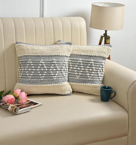 Image of Furnistitchs Premium Decorative Throw Cushion Pillow Cover Boho Home Decor - Living Room Bedroom Couch Sofa Cushion Covers 16 inch x 16 inch (1, Grey Kites)