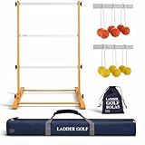 Uber Games Original 2024 Leitergolf Spiel - Top Qualität Leiterspiel Wurfspiel - Profi mit offizielle Soft Bolas (Fluororange und Gelb) - Unzerbrechliche Stangen - Luxustaschen