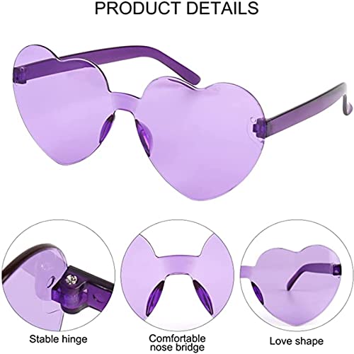 SansRealmL Heart Glasses, Heart Sunglasses, Colour Party Glasses, Funny Costume Glasses, 8 Pairs Rimless Colourful Heart Glasses Heart Sunglasses