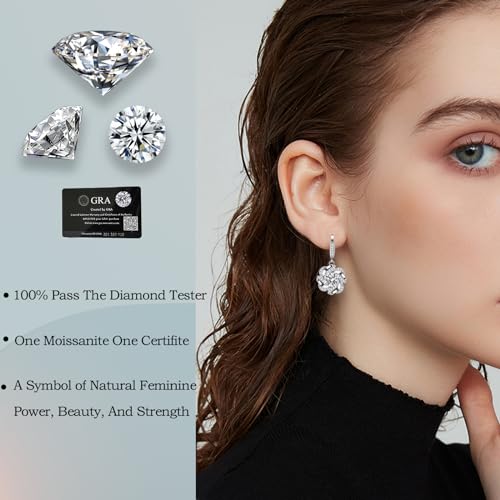 Moissanite Earrings for Women 925 Sterling Silver Drop Earrings for Girl D Color VVS1 Clarity Stud Earrings Christmas New Year's Promise Birthday Gift With Certificate4
