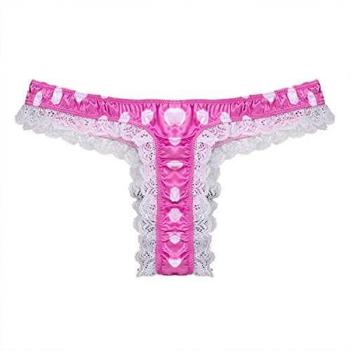 Acsuss Mens Shiny Satin Pouch Panties Lingerie Polka Dots Crossdress Sissy Underwear Rose Medium #TOP3