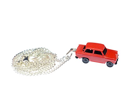 Collier Trabant voiture rouge miniature de 45 cm, le cadeau idéal pour collectionneur