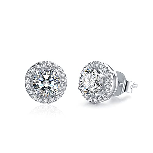 Moissanite argent sterling boucles d'oreilles de goujon pierre ronde 0.5 CT