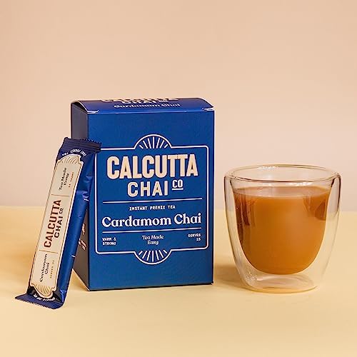 Image of Calcutta Chai Co - Cardamom Chai | Instant Tea Premix | 30 Sachets | 420g - Pack of 2 | Made with Assam Tea | Added Natural Spices | Low Sugar