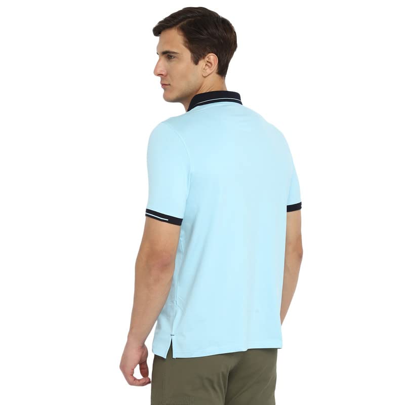 Image of Turtle Men Cotton Stretch White Plain Polo Neck Half Sleeve Casual T-Shirt