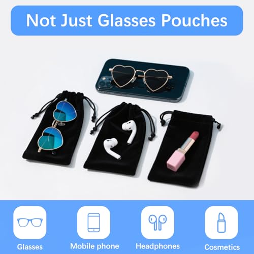 Image of Microfiber Glasses Pouch(30, 60Pack), Soft Sunglasses Bag Pouches Bulk with Drawstrings Eyeglass Case Cloth Sleeve