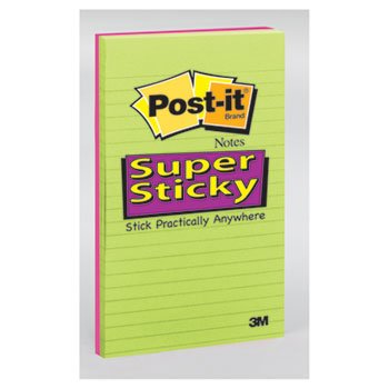 Post-it 5845SSUC Pads in Rio de Janeiro Colors, Lined, 5 x 8, 45-Sheet, 4/Pack