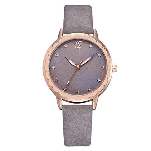 COOKI Women Watches Analog Quartz Women Embossed Flowers Leather Belt Fashion Watch Teen Girls Wristwatch Watches for Women